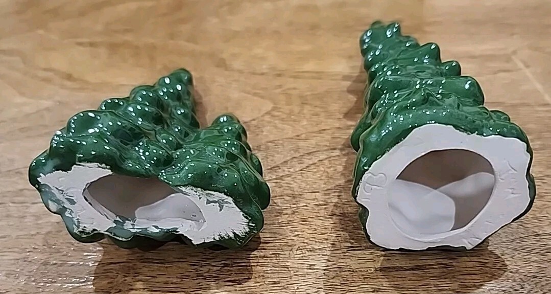 3 Vintage Ceramic Evergreen Trees Christmas Village Accessories Hand Painted 93