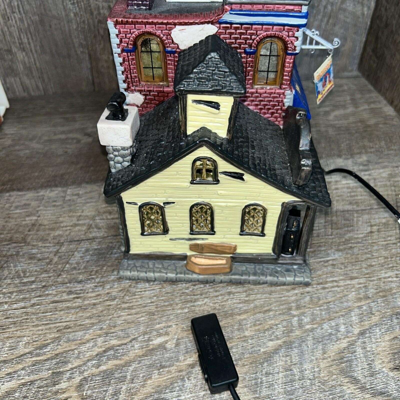 Lemax Spooky Town -Porcelain Lighted House – Casket Maker, Dragon’s Costume Shop