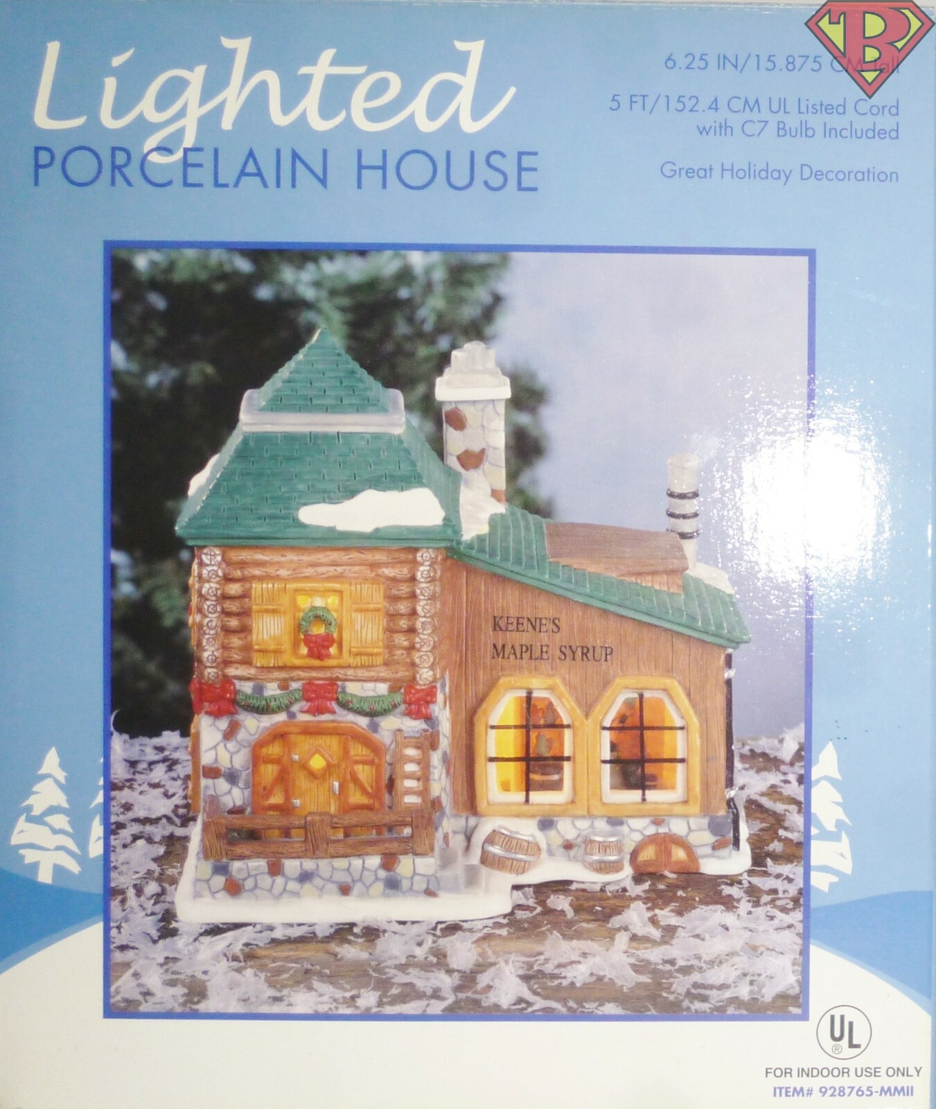 SYRUP HOUSE 6″ inch Lighted Porcelain Holiday Table-Top Decoration Used 2002