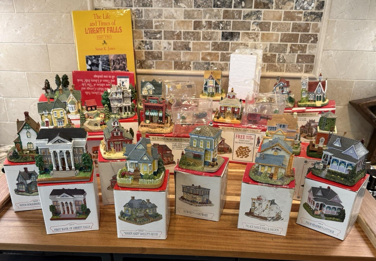 Liberty Falls Miniature Village Huge Lot W/Boxes, Book and Retired Buildings