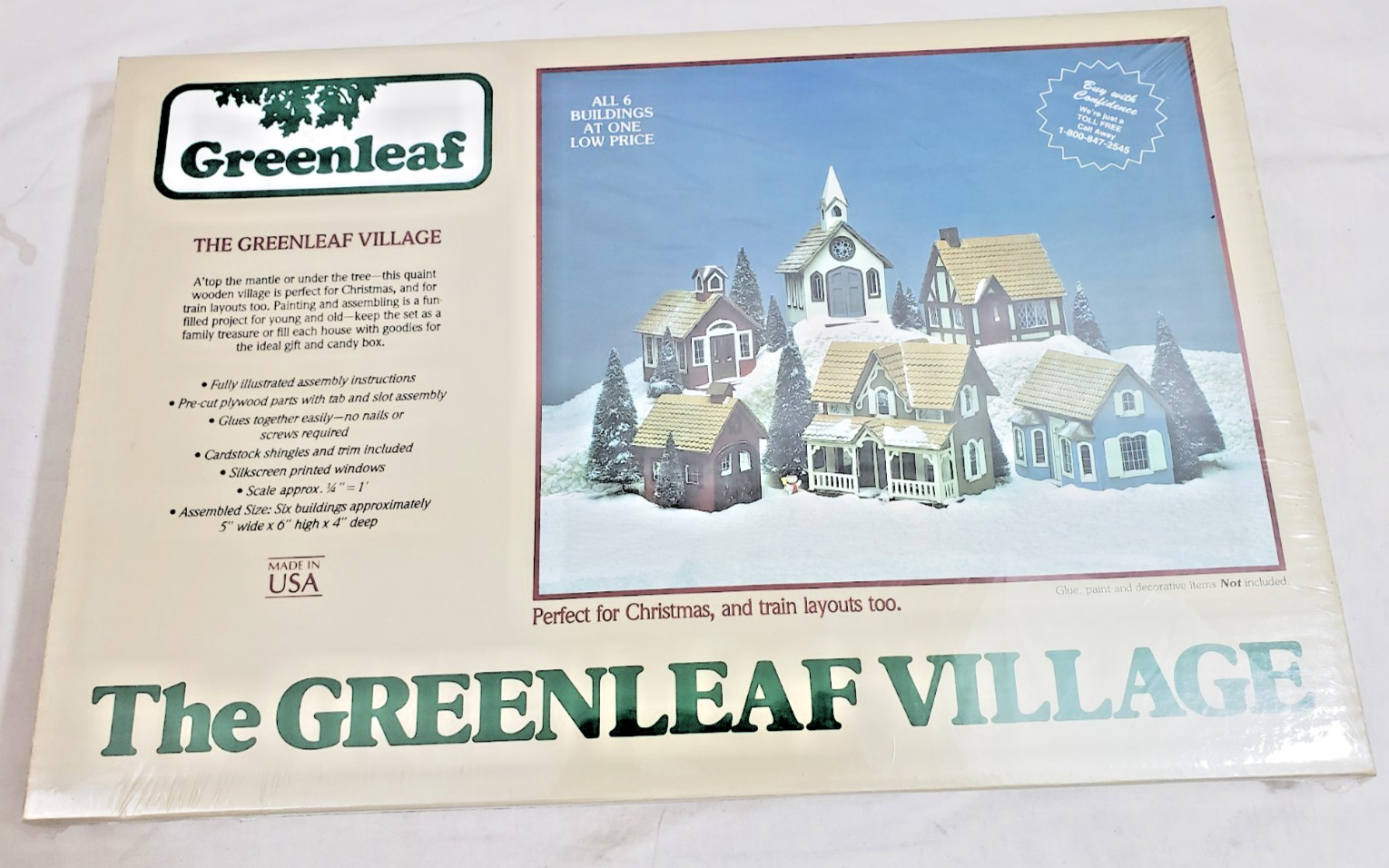 NEW VTG THE GREENLEAF VILLAGE 6 BUILDINGS 1983 NEW YORK WOODEN #8016