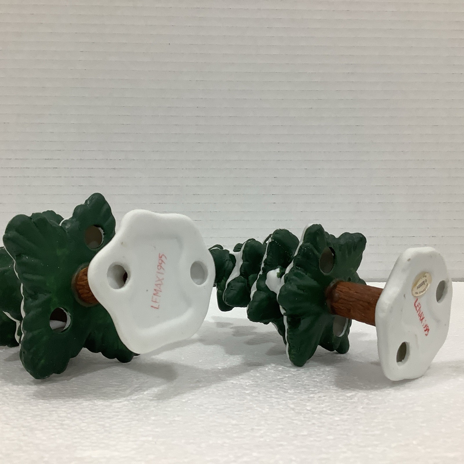 Lemax Caldor Corp 1995 Porcelain Pine Tree Accessory Height 6” And 7” Set Of 2