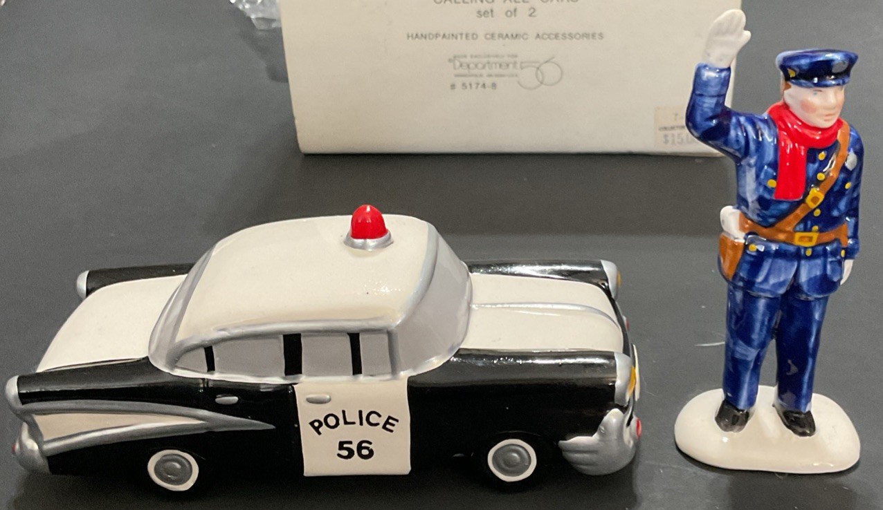 Department 56 Original Snow Village Calling All Cars Police Figure & Car #5174-8