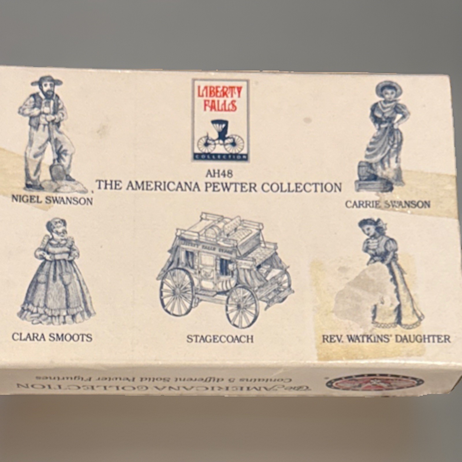 Vtg 1994 Liberty Falls Village Miniature Accessory 5 Pc Set New Open Box Pewter