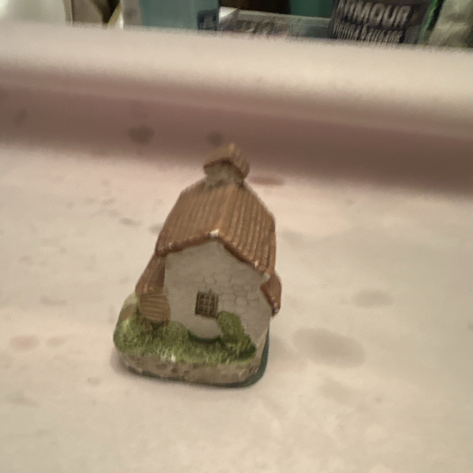 Hand Painted Resin Miniature Cottage House Figurine, Small Multicolor Display
