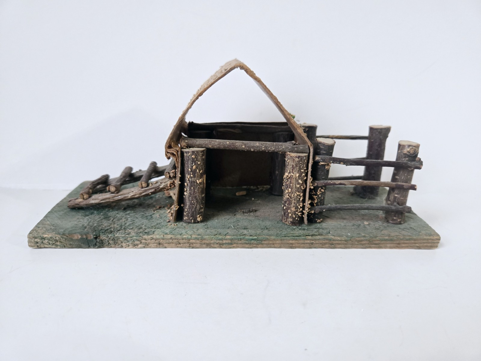 Vintage wooden village wood log building putz chicken coop barn Germany