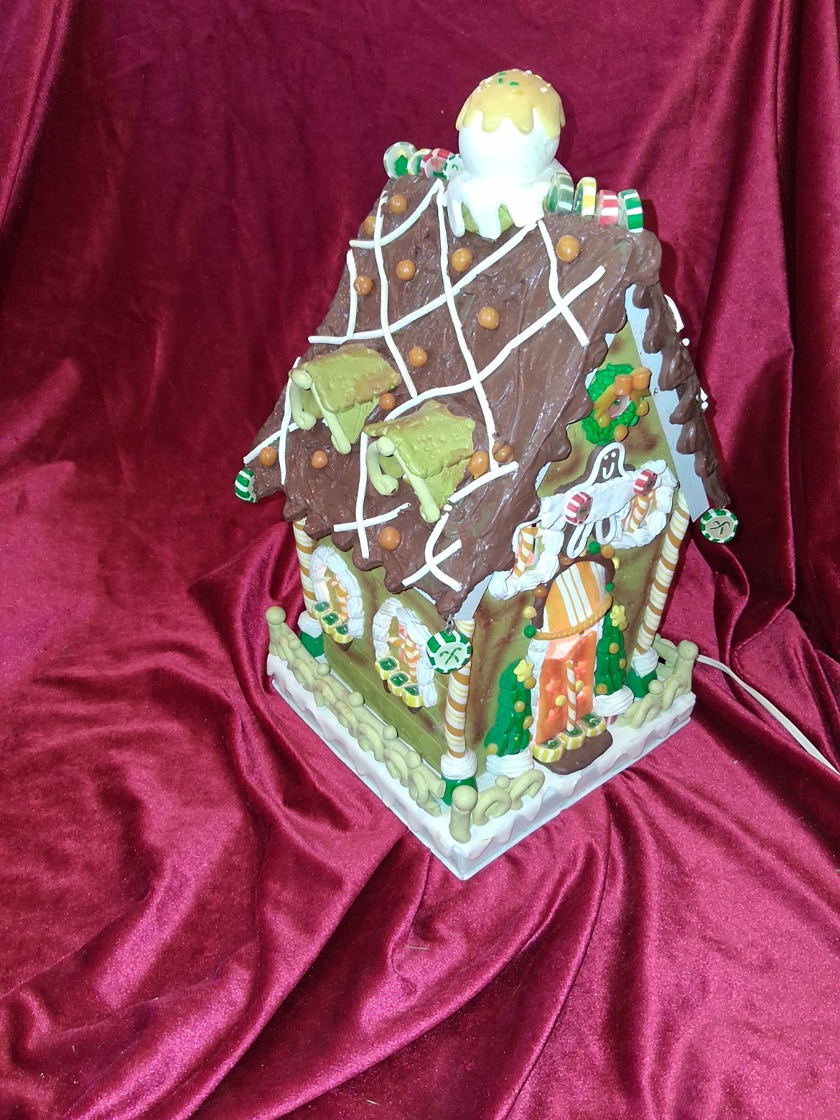 Gingerbread house Village accessory candy peppermint striped tree Xmas home deco