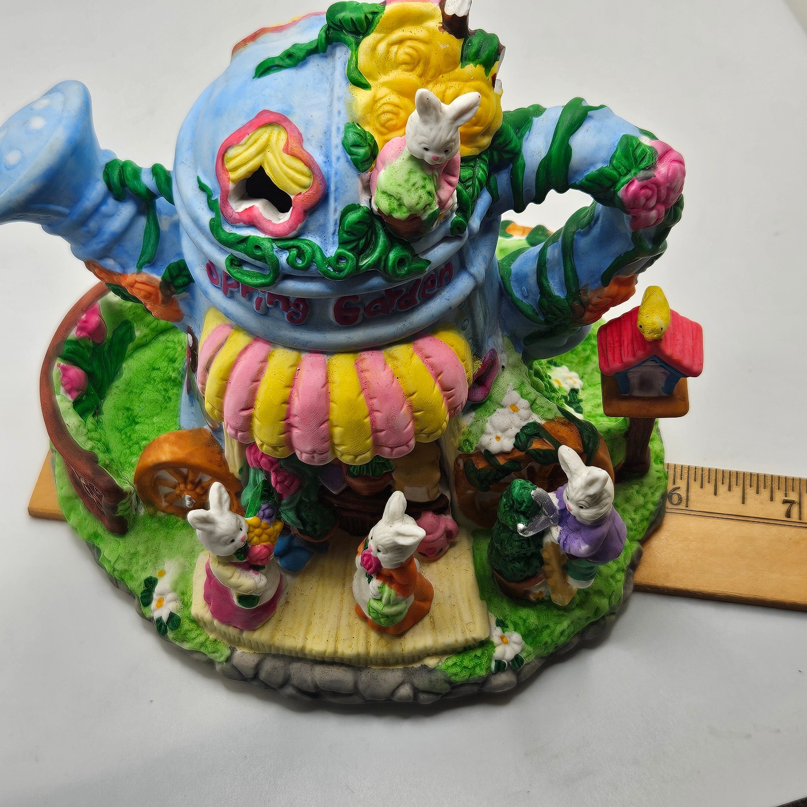 Vintage Cottontale Cottages Spring Garden Watering Can Lighted House Easter