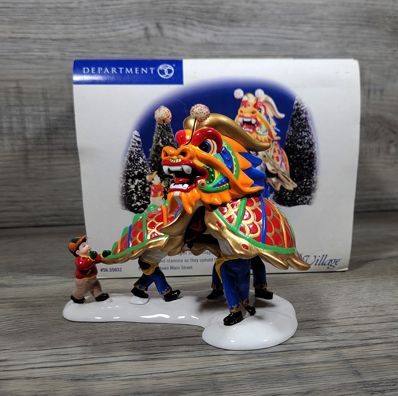 Vtg Dept 56 Snow Village Dragon Parade Chinese New Year Chinatown w/ Box -NICE!