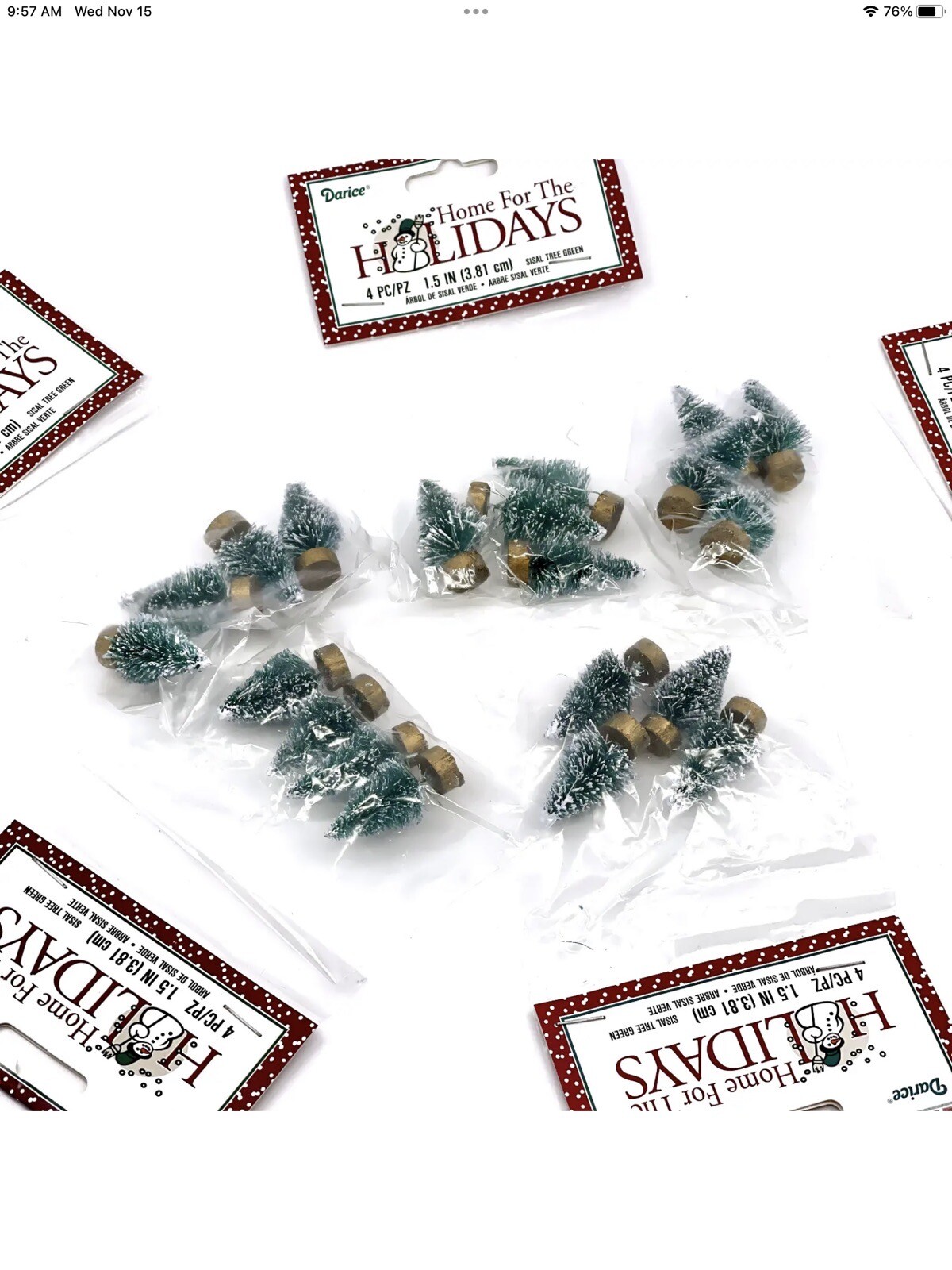 NIB Miniature Christmas RR Train Village Tree Flocked 20 Pc Lot 1 1/2” Crafts