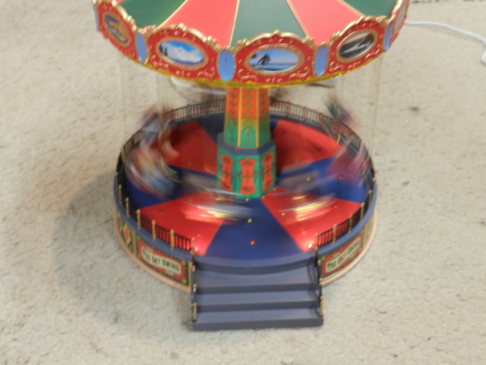 Lemax Sky Swing Carnival Carousel Ride Light & Sound Village Diorama TESTED WORK