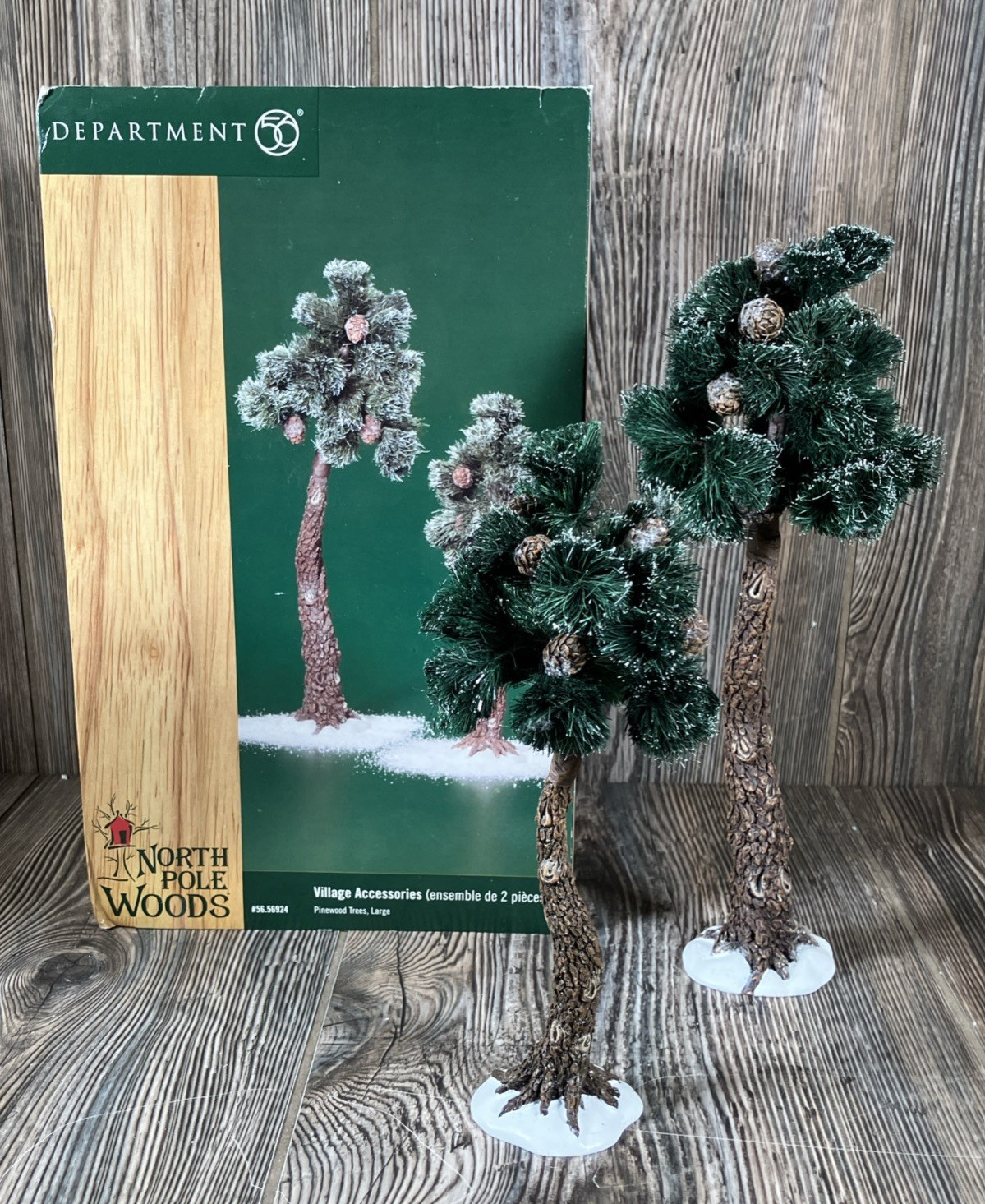 Dept 56 North Pole Woods Village Accessories Large Textured Pinewood Trees 56924
