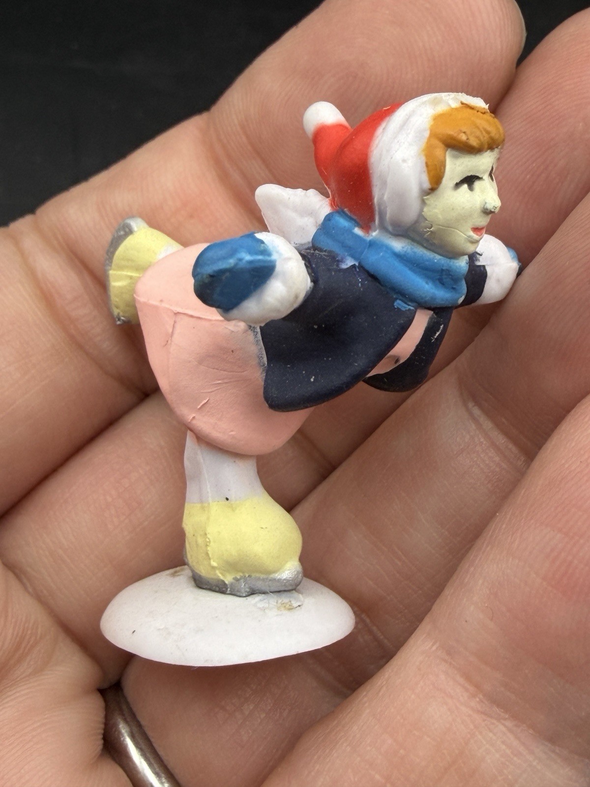 8 Pc Replacement Skaters/People Vtg Happy Winter Holiday Village Skating Pond