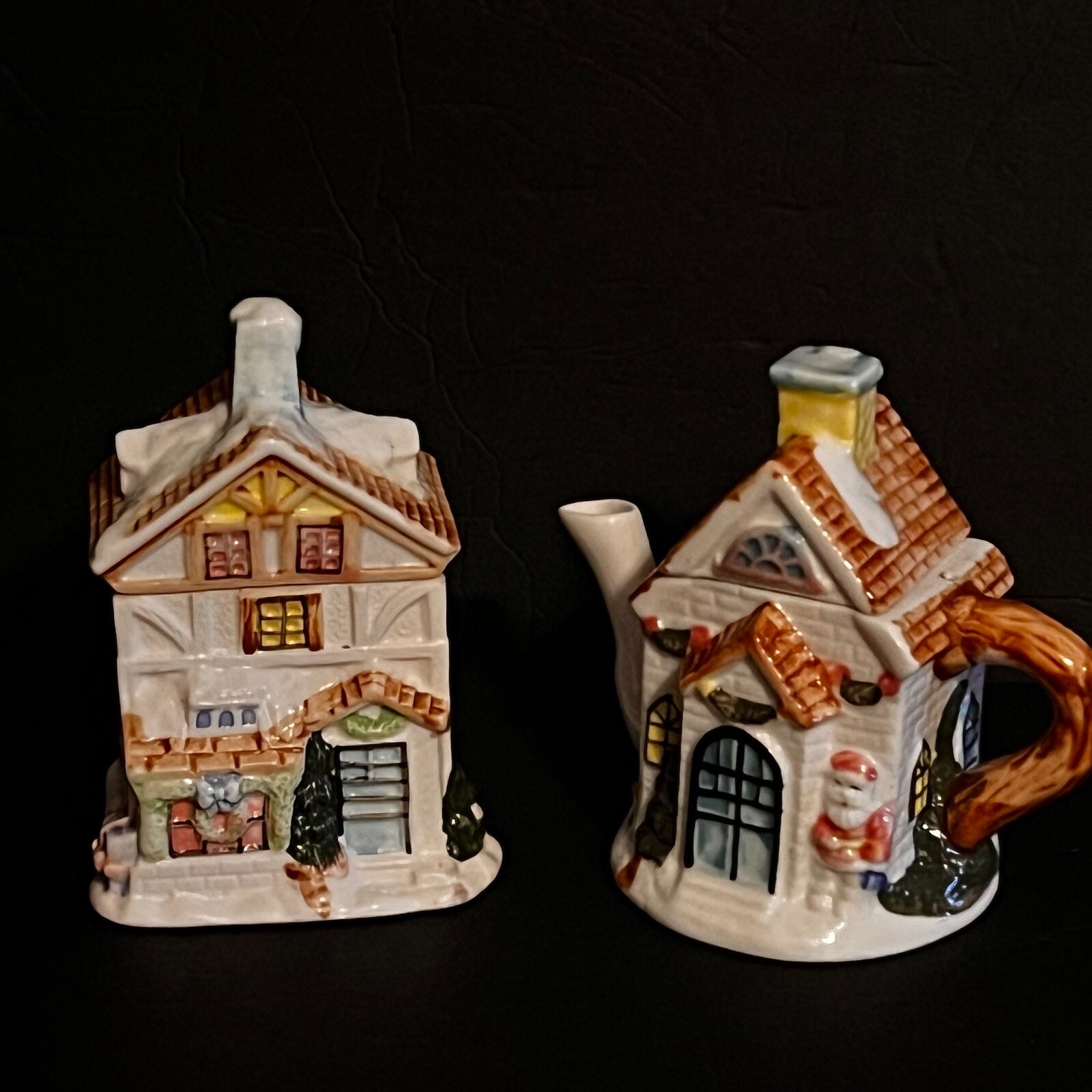 Vintage Houston Harvest Ceramic 2 Pieces House & Teapot House 6”