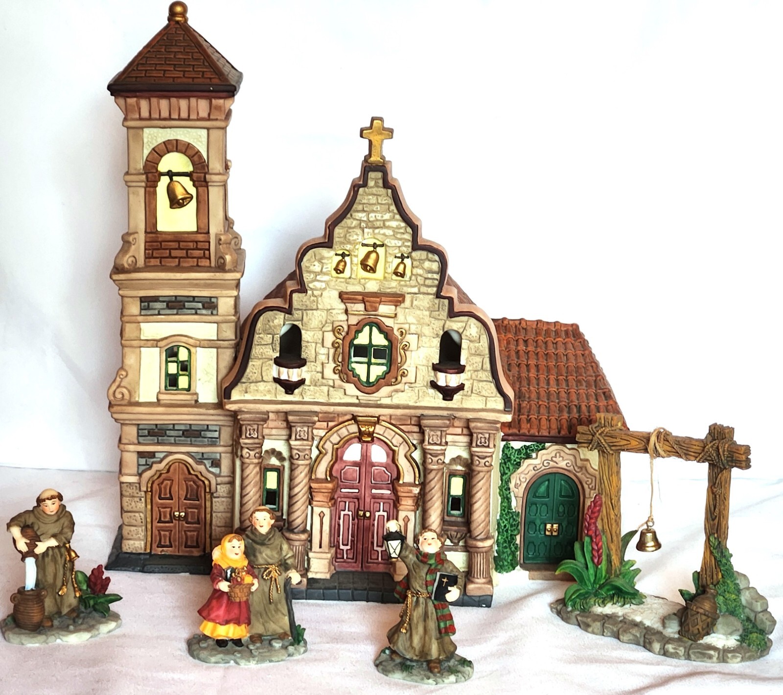 Christmas Around the World Village MISSION STYLE CHURCH & Monks monastery abbey