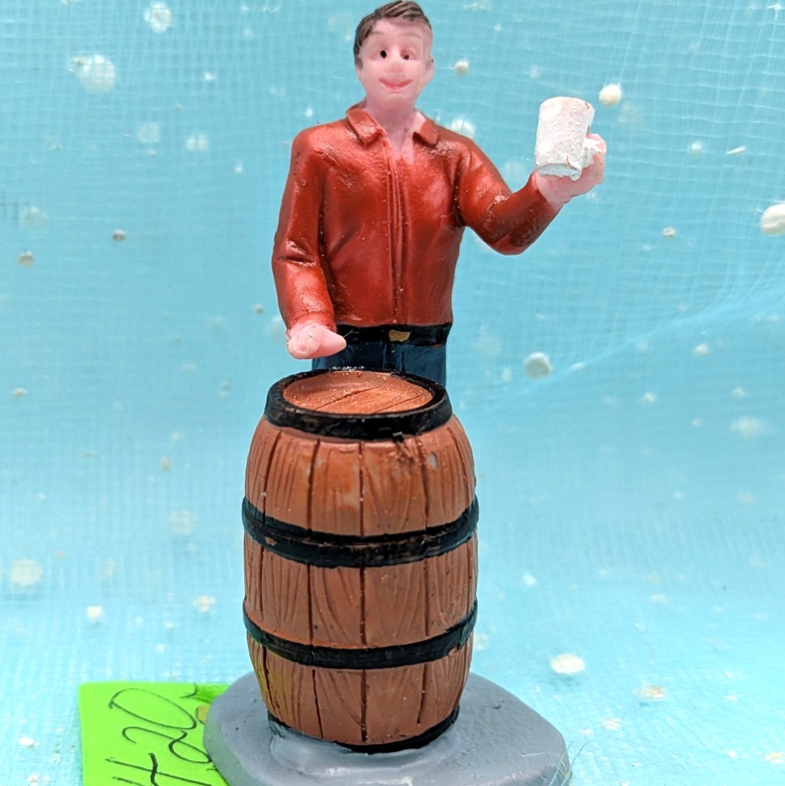 Lemax man barrel drink beverage Christmas Village figurine LOOSE INV420