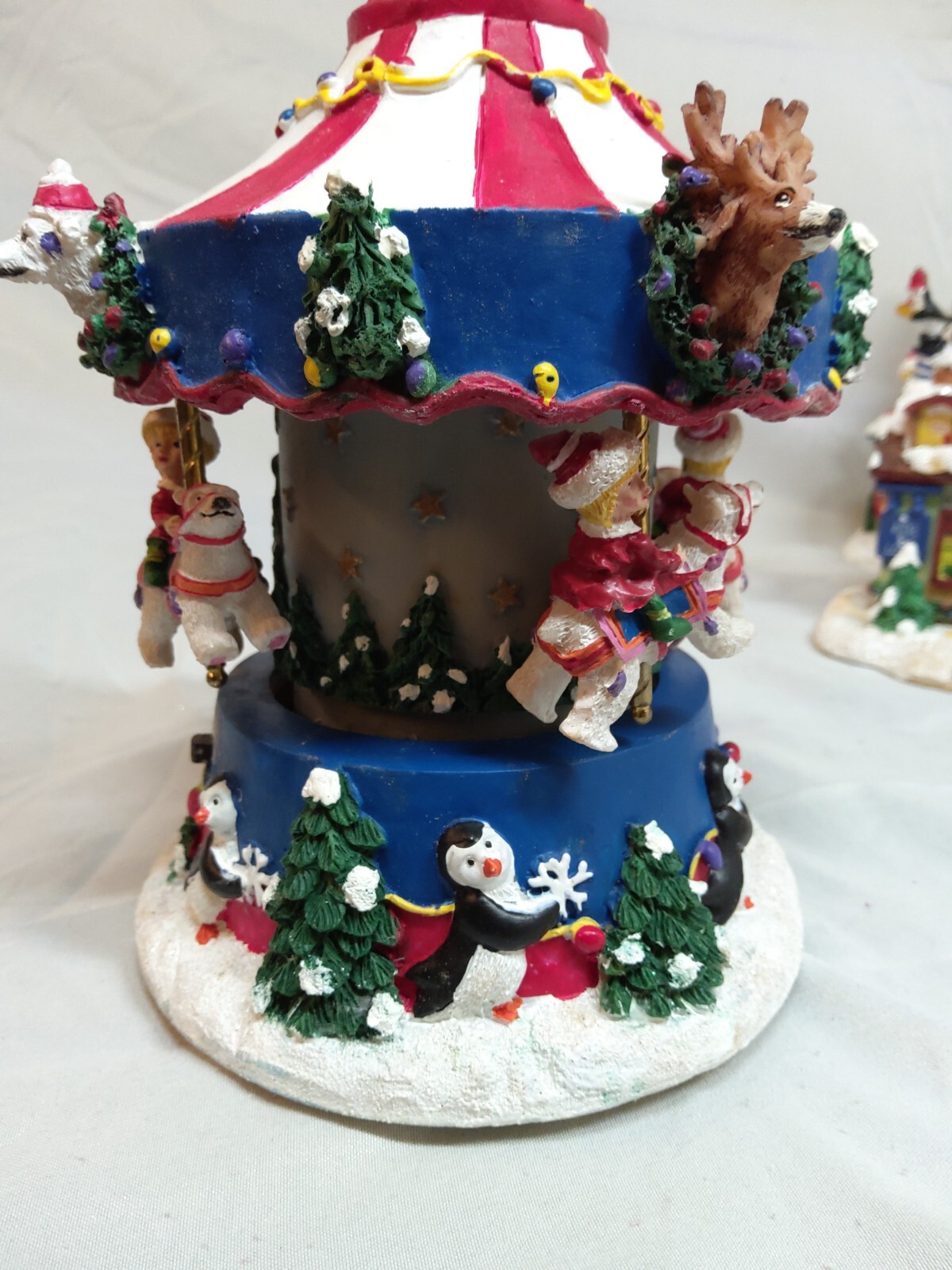 Arctic Circle Lighted Christmas Village With Carousel Tested And Working Nice