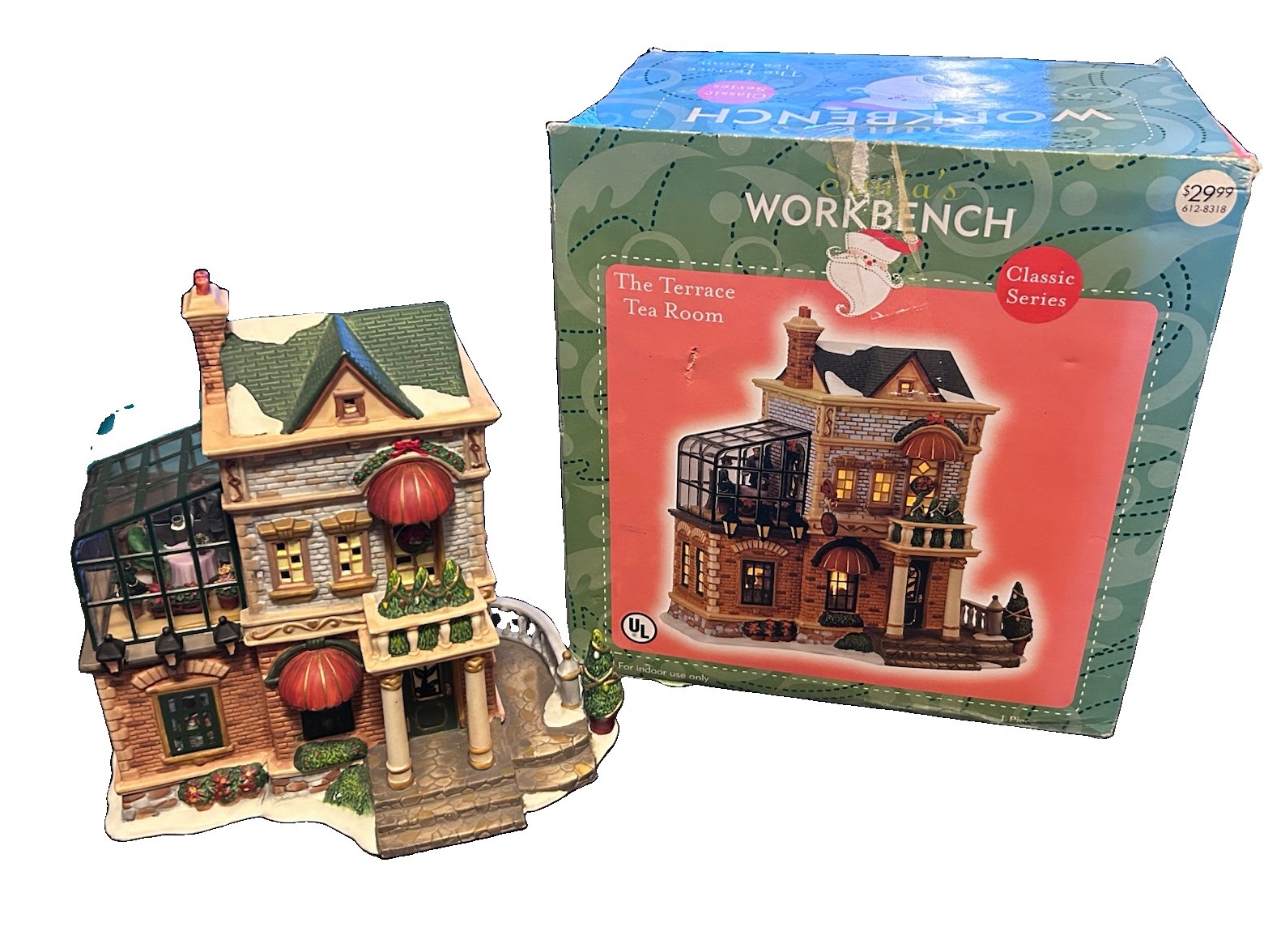 Santa’s Workbench The Terrace Tea Room 2002 Christmas Village Building w Box