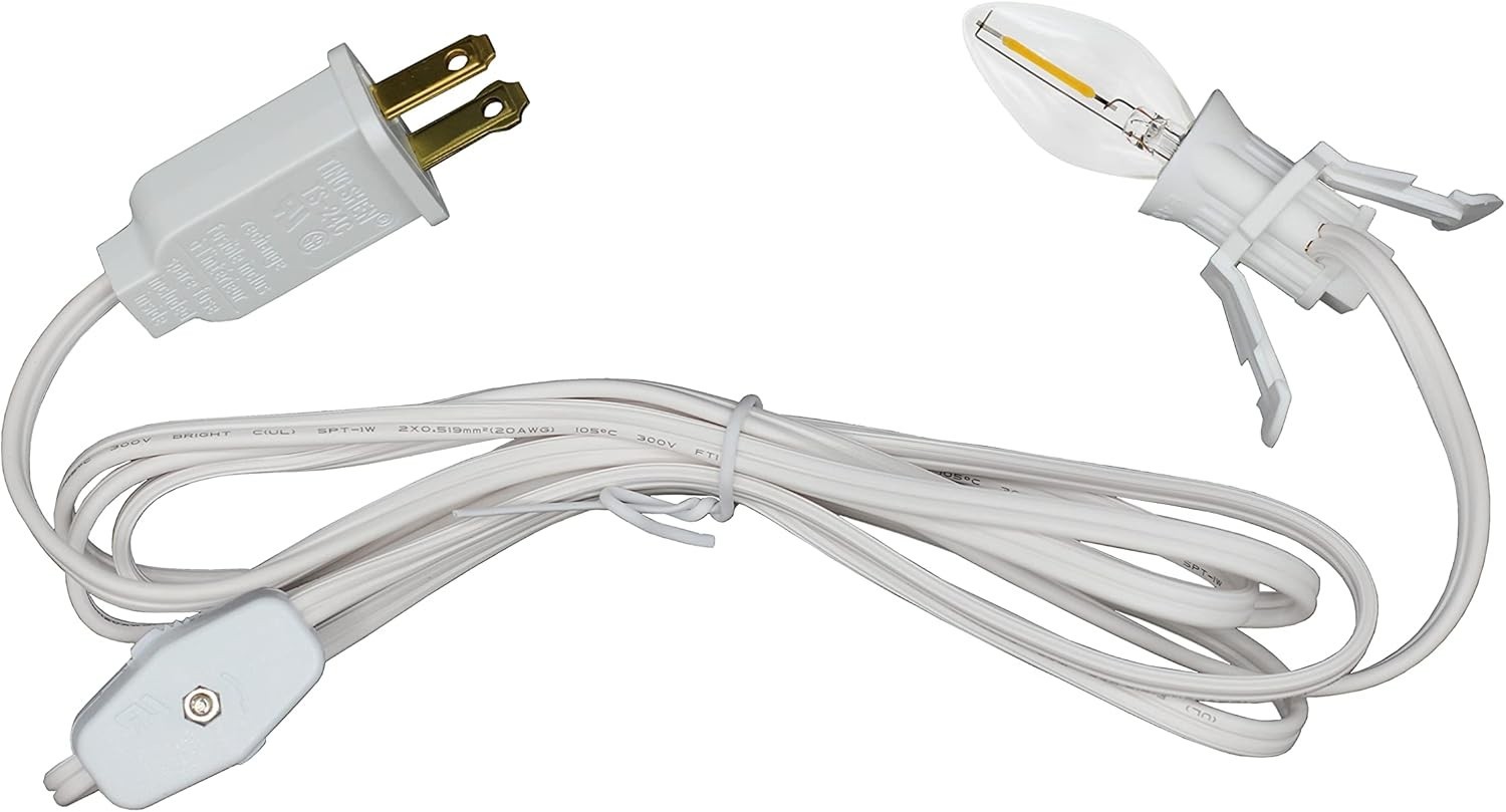 LED Lamp Cord Clip in Light Bulb for Christmas Village House Decor 6ft