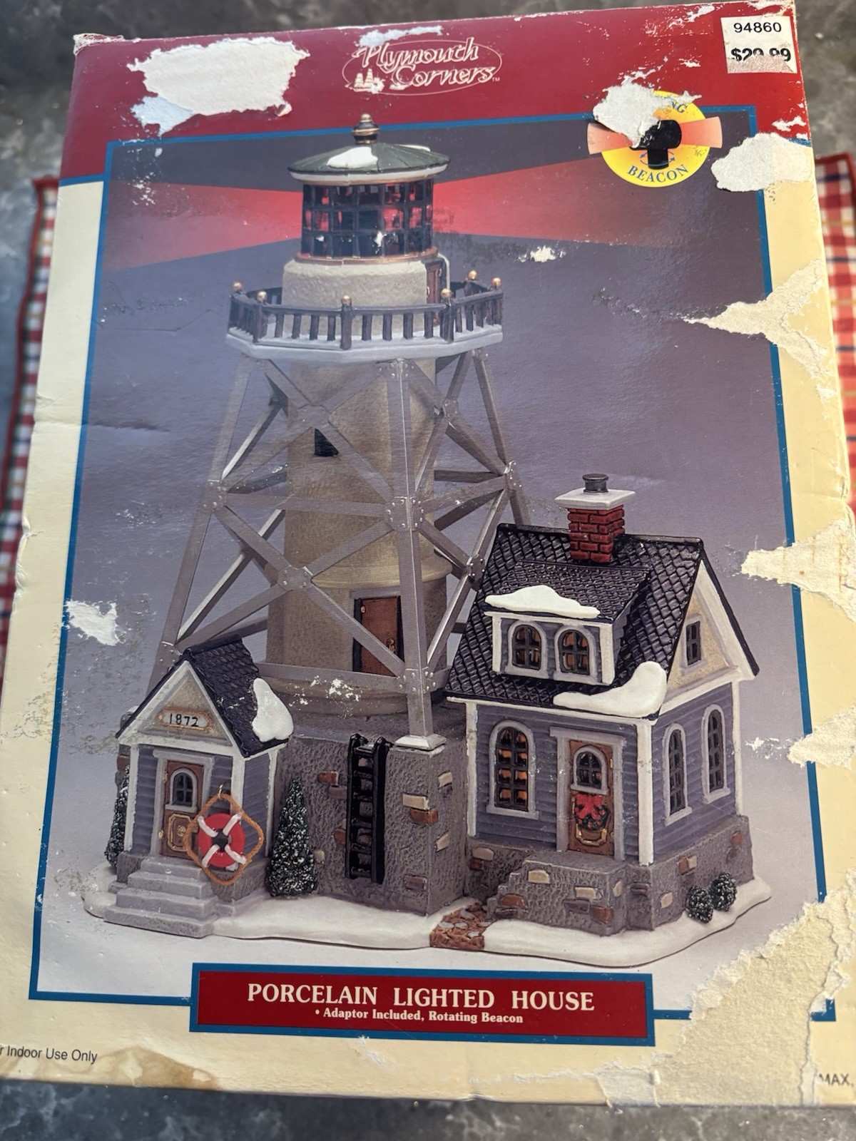 Lemax Plymouth Corners 1872 Blinking Light up Lighthouse Building EUC