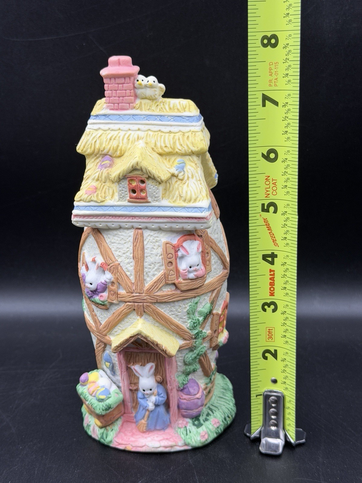 Vintage Easter Bunny Village Country Cottage 8″ Light Enabled 90’s Bunny Town