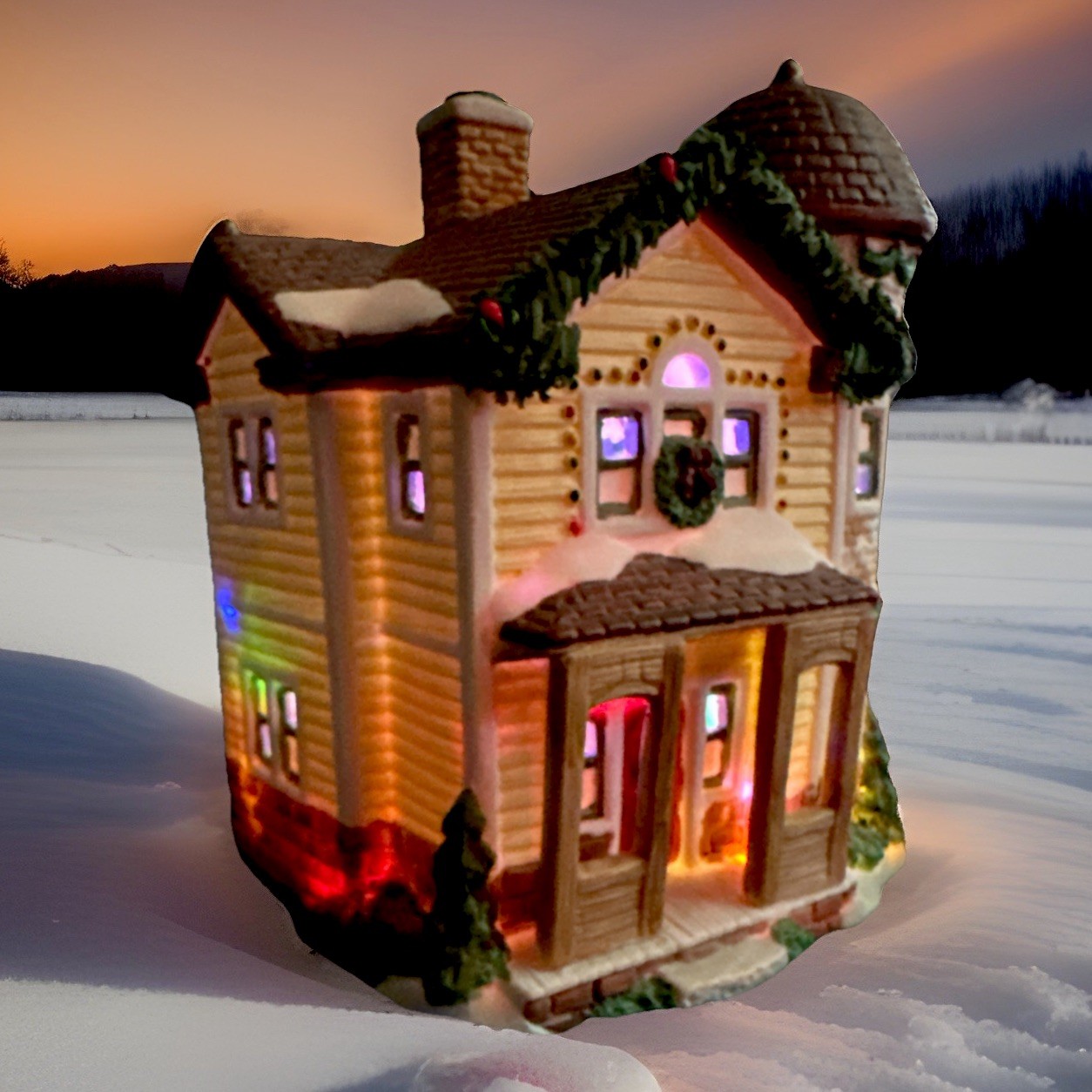 1994 Winter Valley Cottages Porcelain Lighted House – Christmas Village Decor