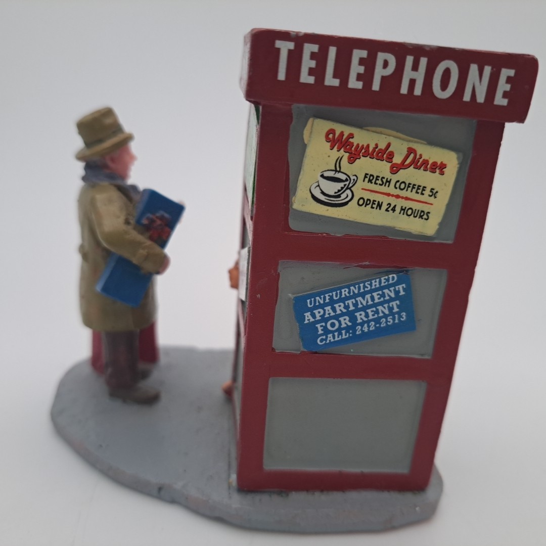 Rare Retired Lemax Occupied # 23946 How Many Can Fit In Phone Booth Christmas Vi