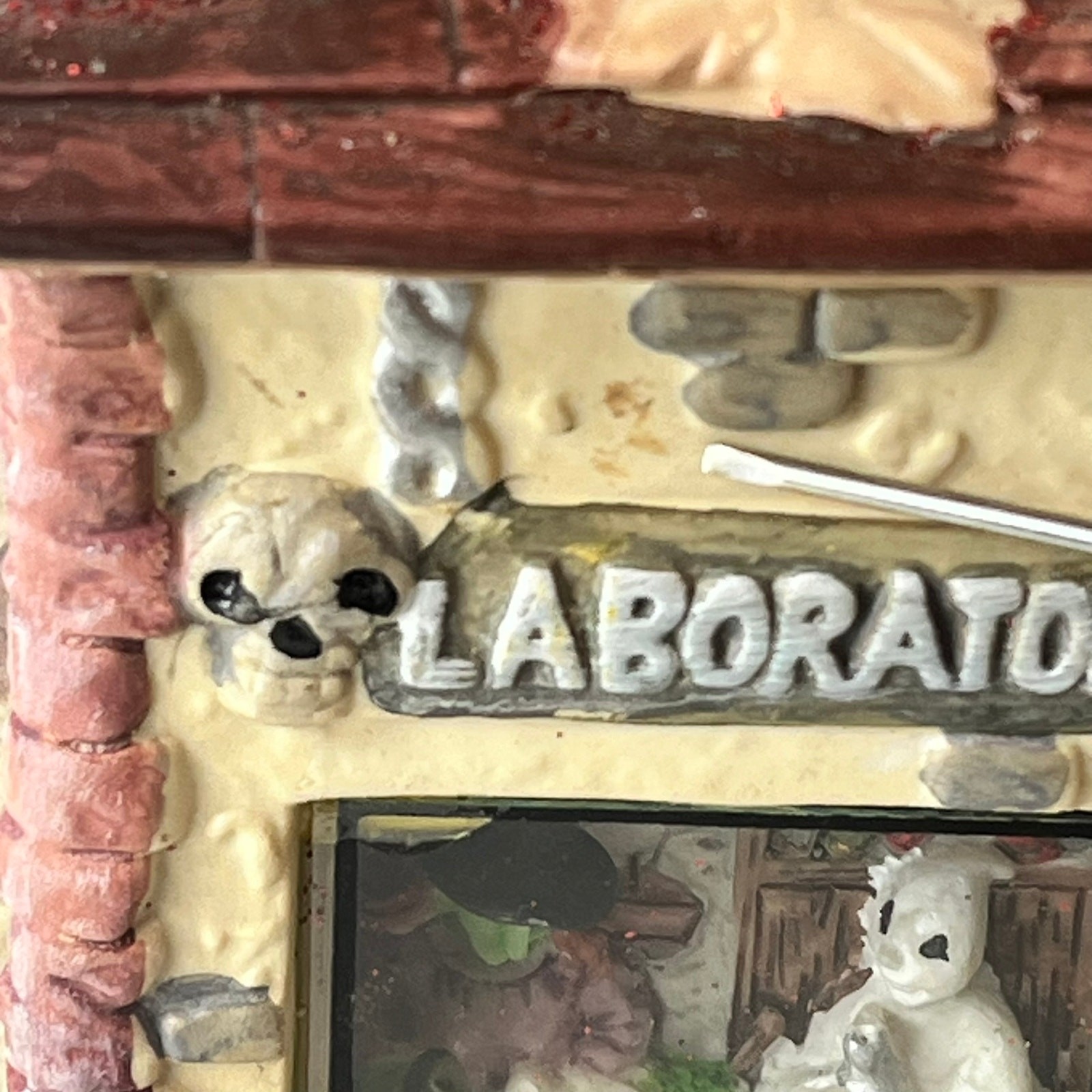 Halloween Village Lighted Laboratory Witches Brew Mummy Haunted House Ceramic