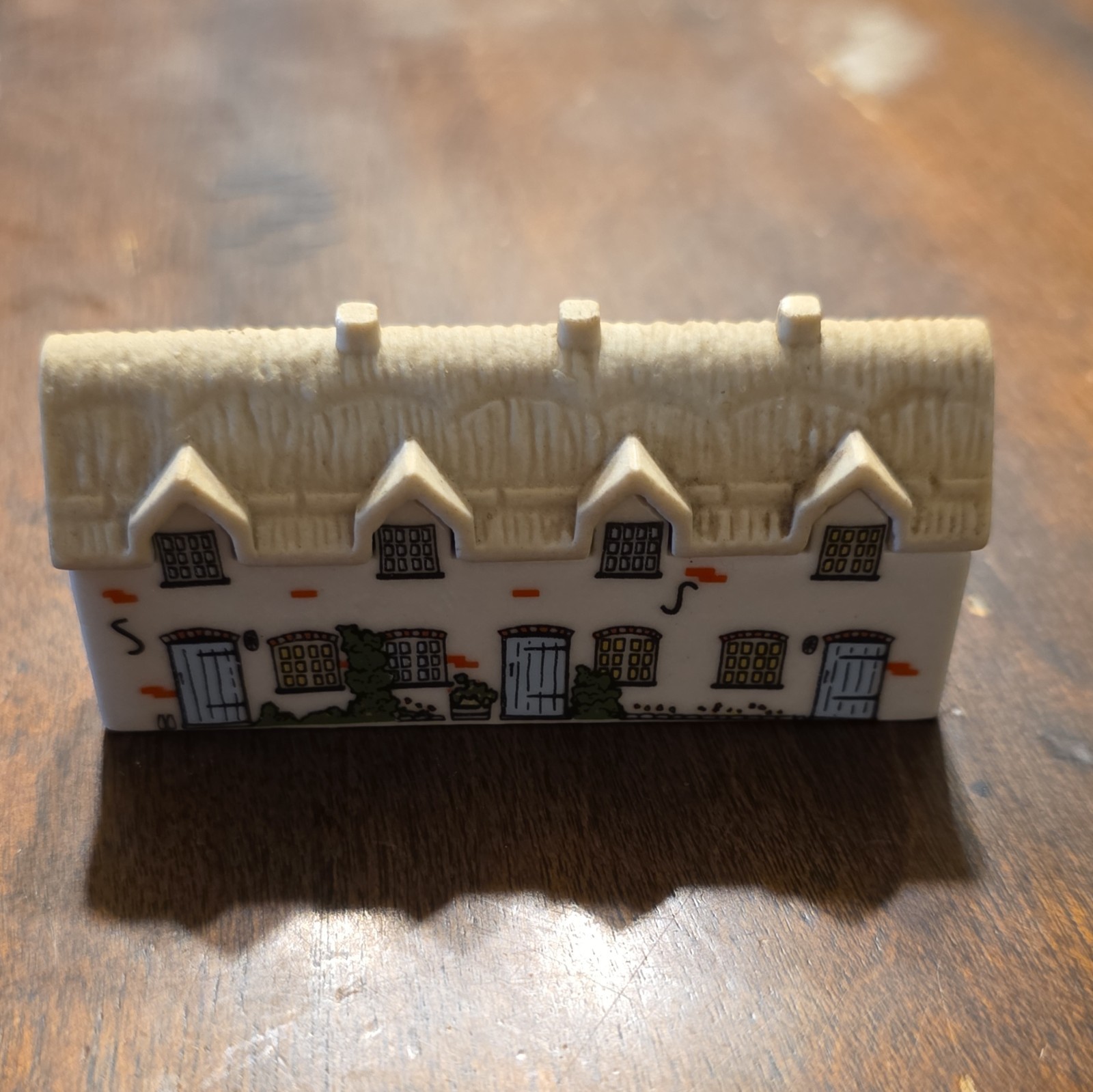 Wade England Miniature Ceramic Village Row House Figurine White Beige Blue