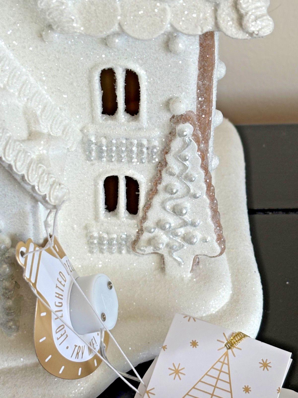 NWT 34th & Pine White Glittered Victorian Gingerbread House with LED Lights