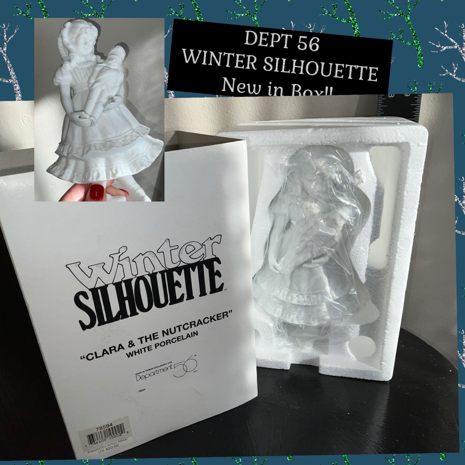 Winter Silhouette CLARA & THE NUTCRACKER 78594 Vintage Dept 56 PORCELAIN NEW X